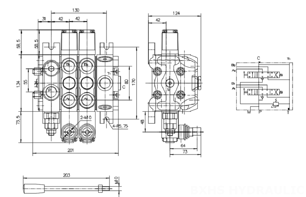 DCV100 Manuel 2 distributeurs Distributeur directionnel sectionnel drawing image