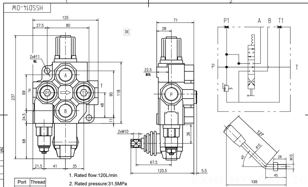 SD14 Manuel 1 distributeur Distributeur directionnel monobloc drawing image