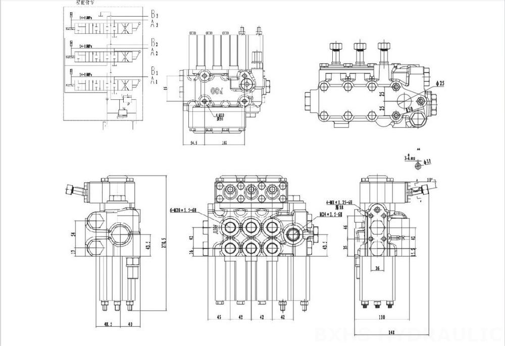 MP80 Manuel 3 distributeurs Distributeur hydraulique drawing image