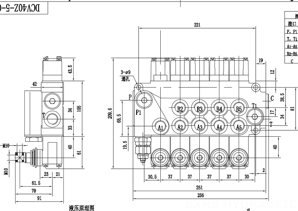 DCV40Z Manuel 5 distributeurs Distributeur directionnel monobloc drawing image