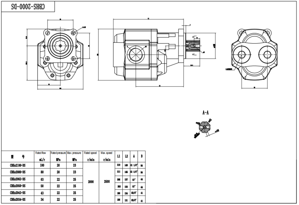 CBHST1-ISO-120 120 cm³/tr Pompe hydraulique à engrenages drawing image