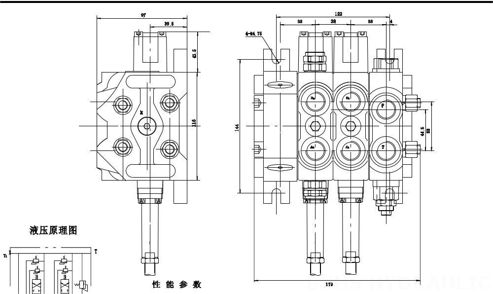 DCV60 Câble 3 distributeurs Distributeur directionnel sectionnel drawing image