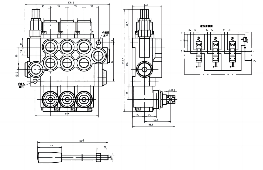 P40-G12-G38-OT Manuel 3 distributeurs Distributeur directionnel monobloc drawing image