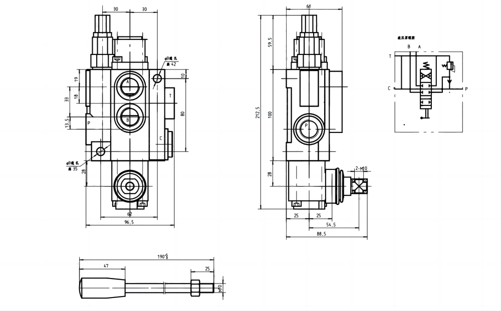 P40-G38-OT Manuel 1 distributeur Distributeur directionnel monobloc drawing image