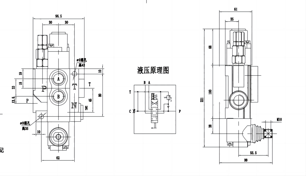 P40-G12-G38-OTW Manuel 1 distributeur Distributeur directionnel monobloc drawing image