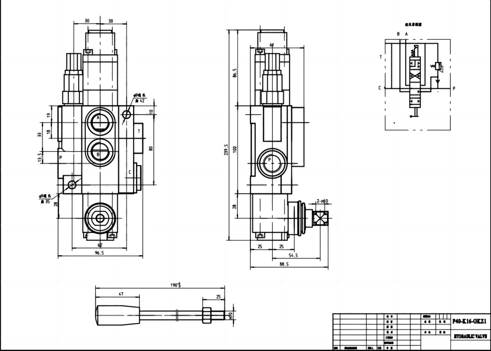 P40-QTW1 Manuel 1 distributeur Distributeur directionnel monobloc drawing image