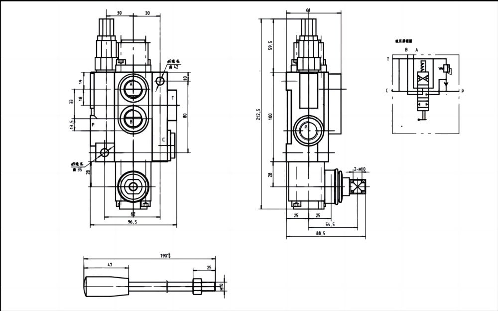 P40-G12-YW Manuel 1 distributeur Distributeur directionnel monobloc drawing image