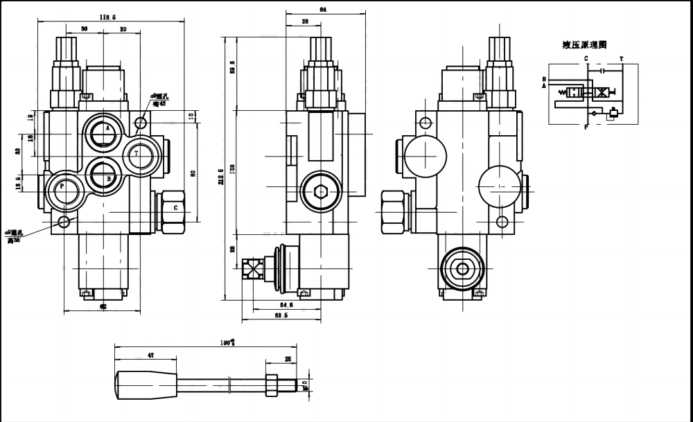 P40J Manuel 1 distributeur Distributeur directionnel monobloc drawing image