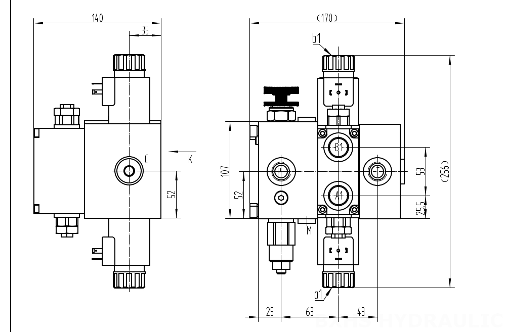 DCV58F Solénoïde 1 distributeur Distributeur directionnel sectionnel drawing image