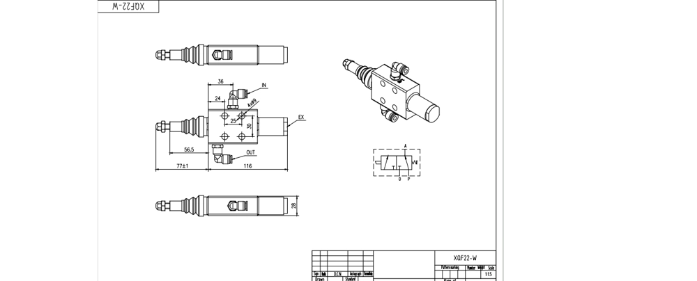 XQF-22W Pneumatique 1 distributeur Distributeur directionnel monobloc drawing image