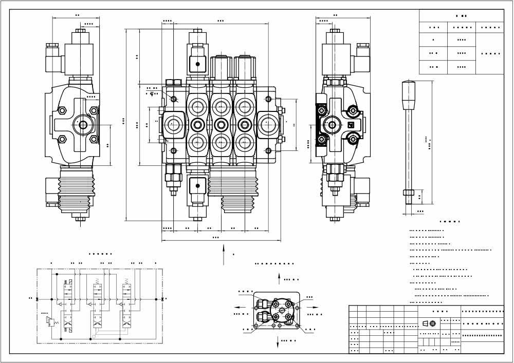 SD8 Solénoïde et manette 3 distributeurs Distributeur directionnel sectionnel drawing image