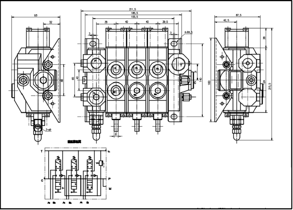 HSDS15 Manuel 3 distributeurs Distributeur directionnel monobloc drawing image