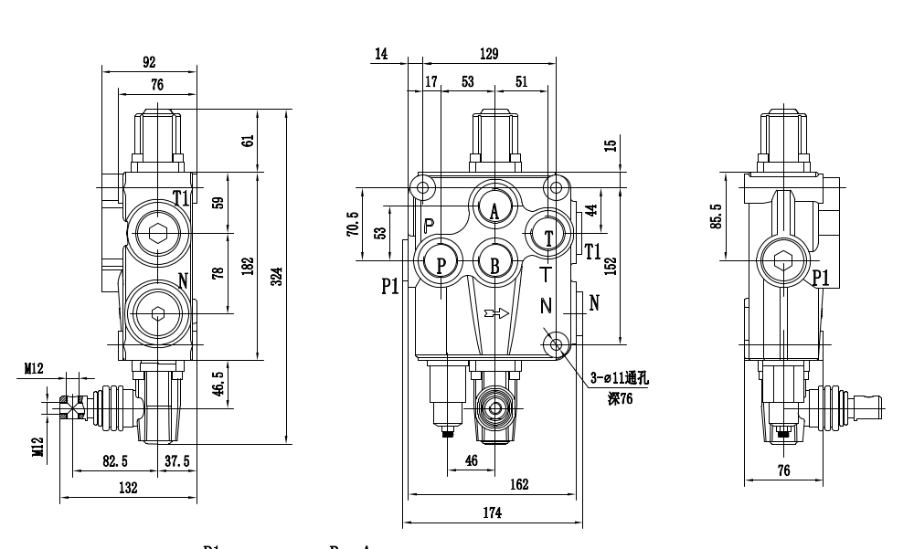 P120-G1-OT Manuel 1 distributeur Distributeur directionnel monobloc drawing image