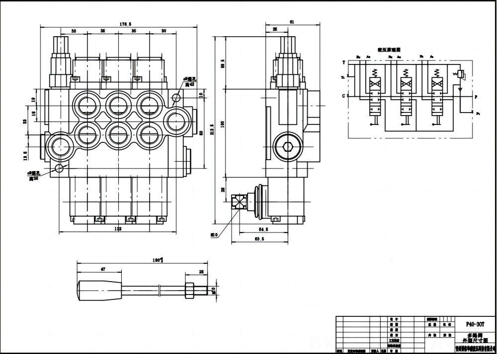 P40-G12-G38 Manuel 3 distributeurs Distributeur directionnel monobloc drawing image