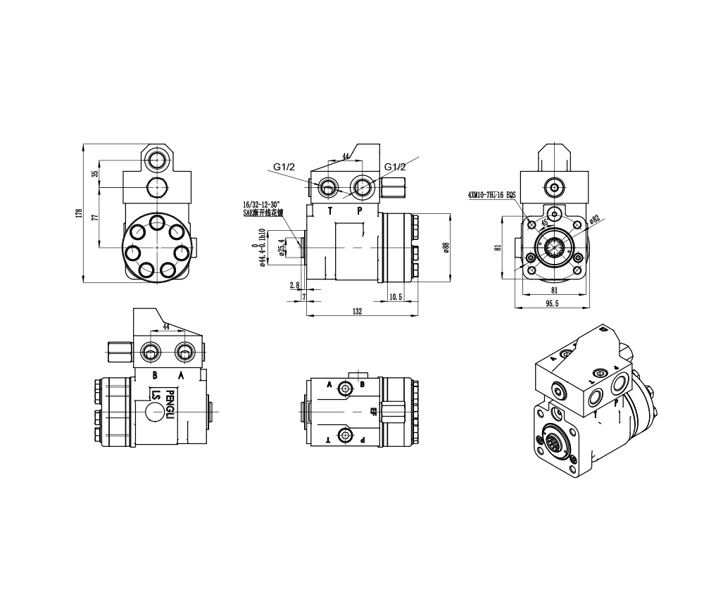 101S-5T-50-PV40 50 ml/tr 5 L/min Unité de direction drawing image
