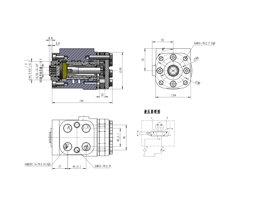 BZZ1-E100B 100 ml/tr 7,5 L/min Unité de direction drawing image