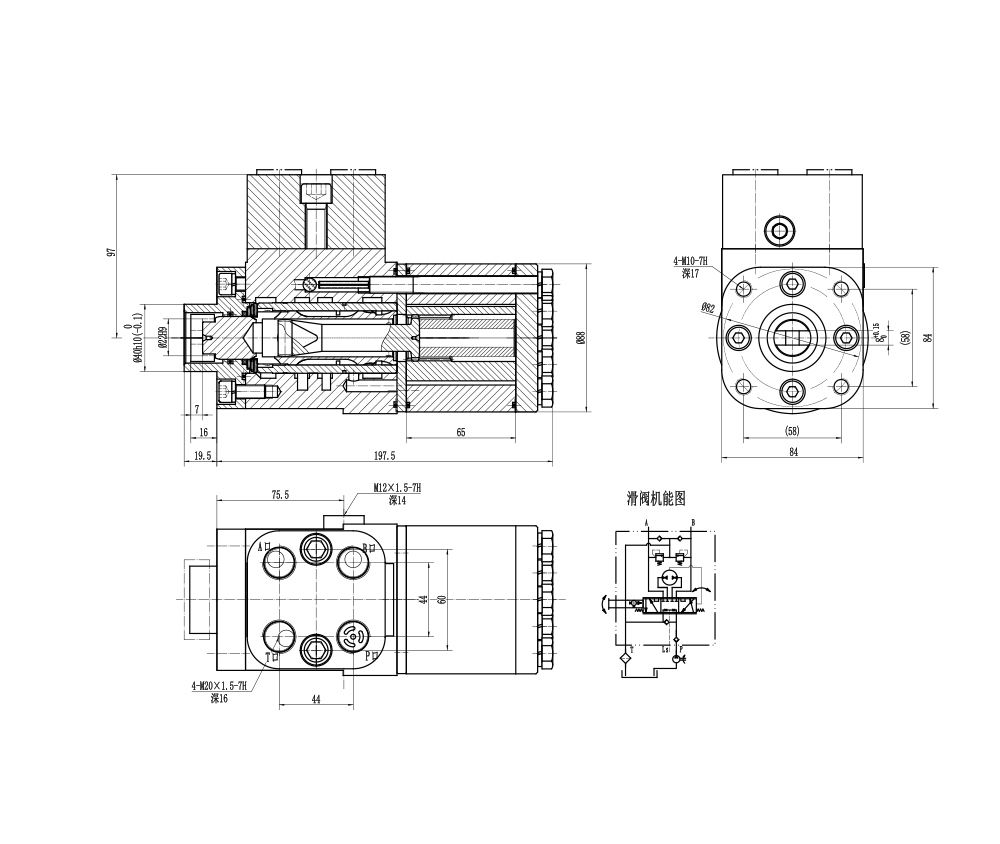 BZZ5-E500C 500 ml/tr 38 L/min Unité de direction drawing image