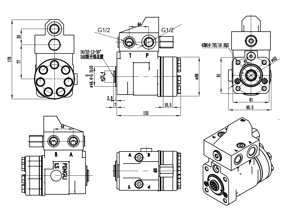 101S-5T-100-PV80 100 ml/tr 10 L/min Unité de direction drawing image