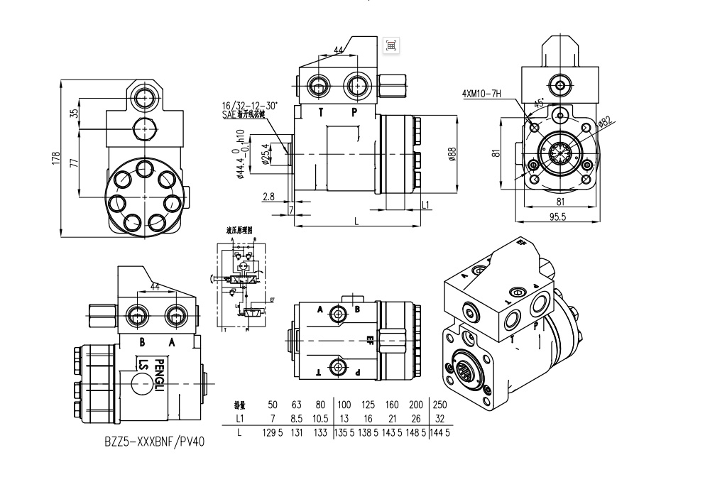 101S-5T-50-PV40 50 ml/tr 5 L/min Unité de direction drawing image
