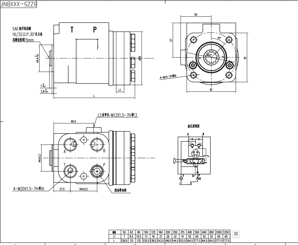 TLF-E1000 1000 ml/tr 75 L/min Unité de direction drawing image
