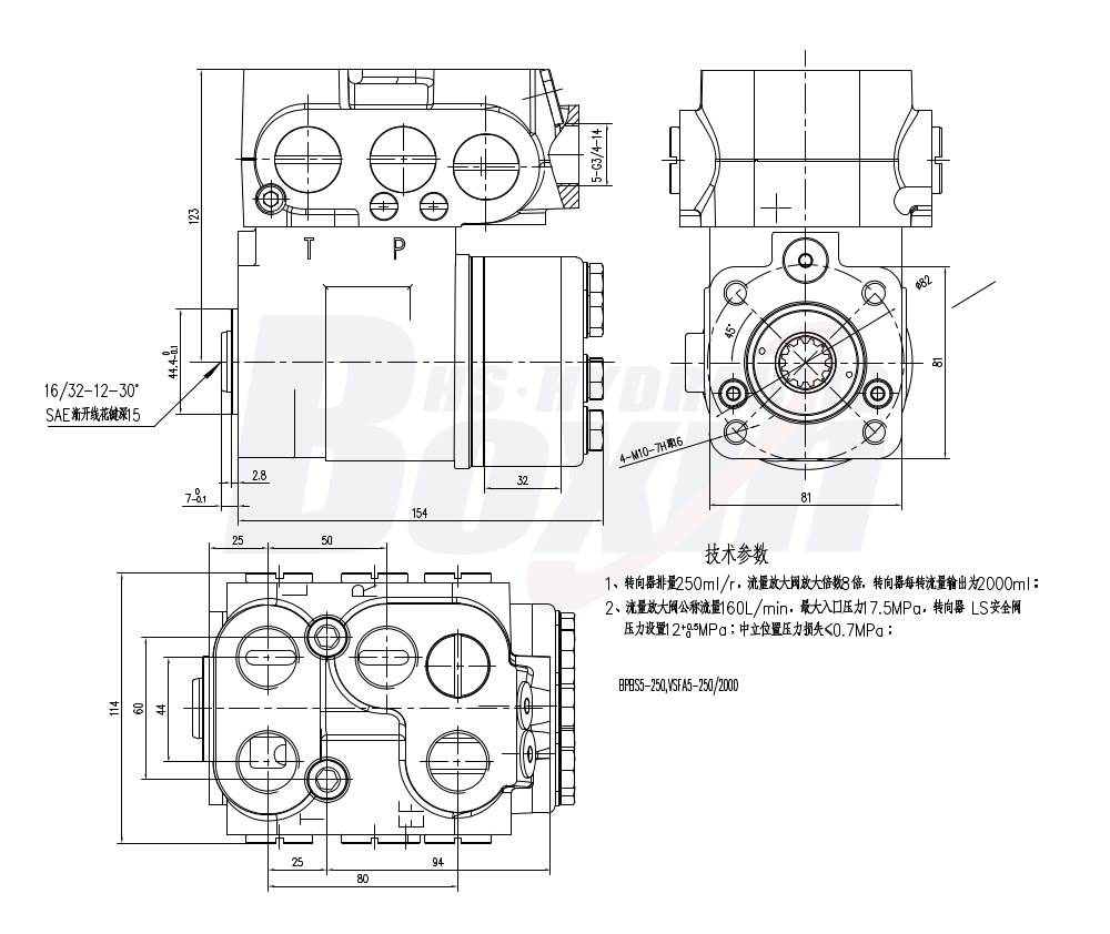 BPBS5-250_VSFA5-250 2000 250 ml/tr 19 L/min Unité de direction drawing image