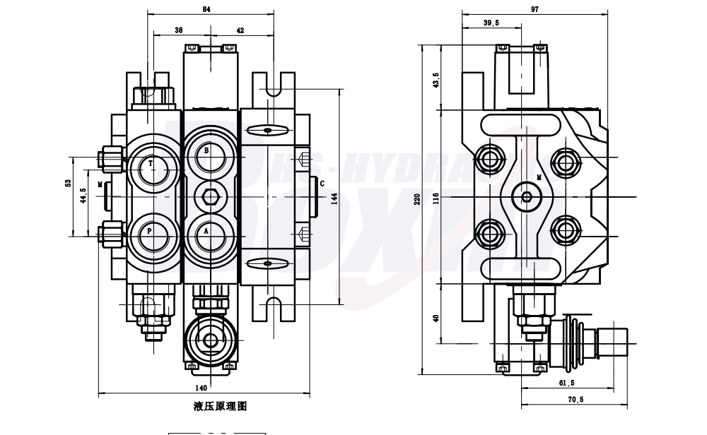 DCV60-JZTAW-J Manuel 1 tiroir Distributeur directionnel sectionnel drawing image