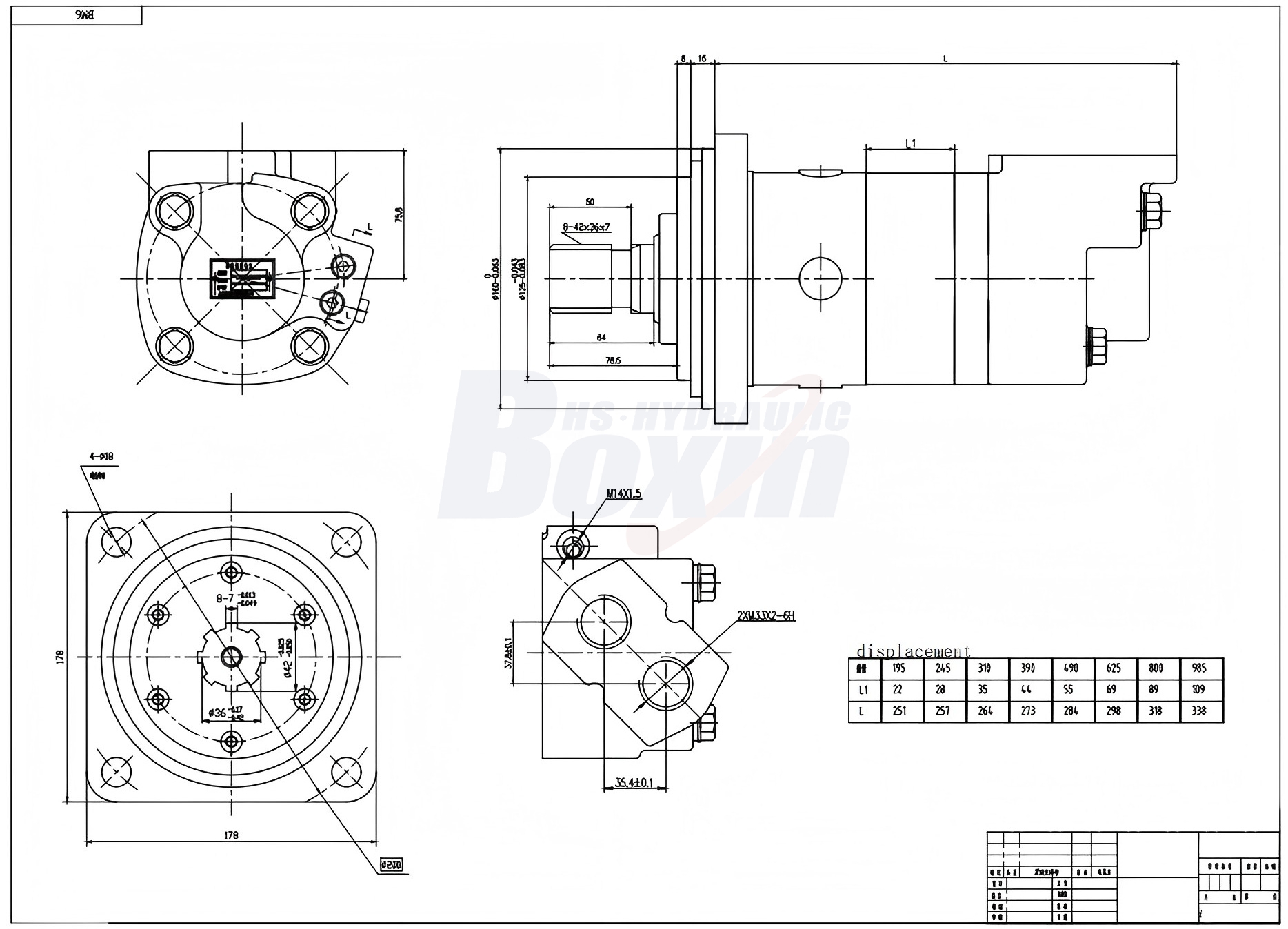 Moteur hydraulique à cycloïde BM6-2 245 cc/tr 150 L/min Moteur Hydraulique drawing image