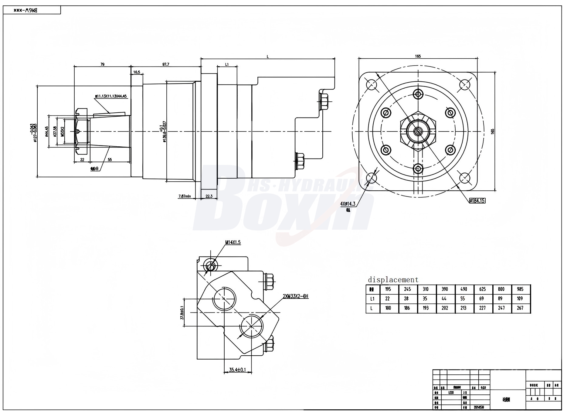 Moteur hydraulique à cycloïde BM6W 310 cc/tr 150 L/min Moteur Hydraulique drawing image