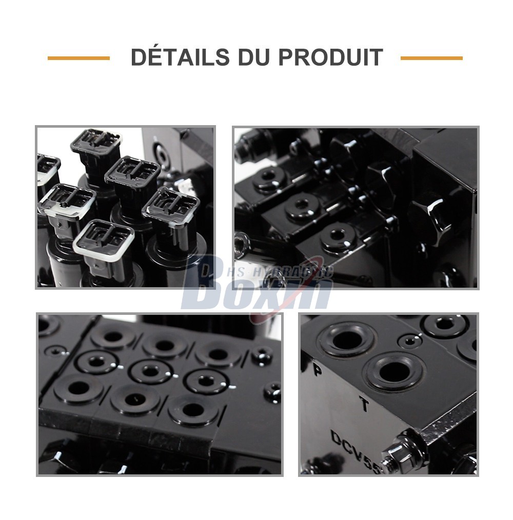 DCV55 Électro-hydraulique 3 tiroirs Distributeur directionnel sectionnel