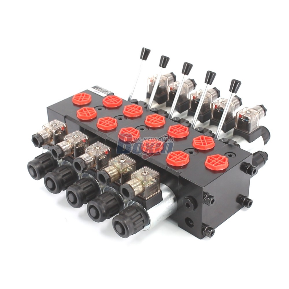 OEM and Custom DCV58 Solenoid and Manual 5 Spool Sectional Valve main image